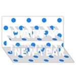 Polka Dots - Dodger Blue on White Happy New Year 3D Greeting Card (8x4)