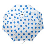 Polka Dots - Dodger Blue on White Folding Umbrella