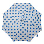 Polka Dots - Dodger Blue on White Hook Handle Umbrella (Large)