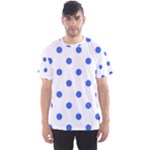 Polka Dots - Royal Blue on White Men s Sport Mesh Tee