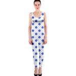 Polka Dots - Royal Blue on White OnePiece Catsuit
