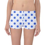Polka Dots - Royal Blue on White Reversible Boyleg Bikini Bottoms