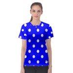 Polka Dots - White on Blue Women s Sport Mesh Tee