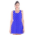 Polka Dots - White on Blue Scoop Neck Skater Dress
