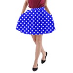 Polka Dots - White on Blue A-Line Pocket Skirt