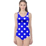 Polka Dots - White on Blue One Piece Swimsuit