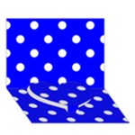 Polka Dots - White on Blue Heart Bottom 3D Greeting Card (7x5)
