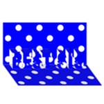 Polka Dots - White on Blue BEST SIS 3D Greeting Card (8x4)