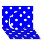 Polka Dots - White on Blue Circle 3D Greeting Card (7x5)