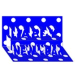 Polka Dots - White on Blue Happy New Year 3D Greeting Card (8x4)