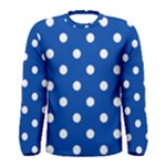 Polka Dots - White on Cobalt Blue Men s Long Sleeve T-shirt