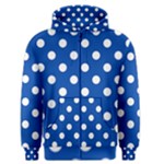 Polka Dots - White on Cobalt Blue Men s Zipper Hoodie