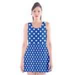 Polka Dots - White on Cobalt Blue Scoop Neck Skater Dress