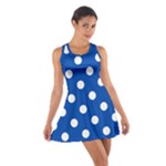Polka Dots - White on Cobalt Blue Cotton Racerback Dress