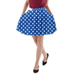 Polka Dots - White on Cobalt Blue A-Line Pocket Skirt