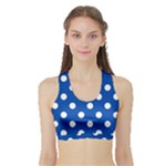 Polka Dots - White on Cobalt Blue Women s Sports Bra with Border