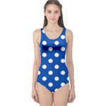 Polka Dots - White on Cobalt Blue One Piece Swimsuit