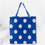 Polka Dots - White on Cobalt Blue Grocery Tote Bag