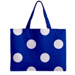 Polka Dots - White on Cobalt Blue Zipper Mini Tote Bag