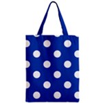 Polka Dots - White on Cobalt Blue Zipper Classic Tote Bag
