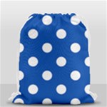 Polka Dots - White on Cobalt Blue Drawstring Bag (Small)