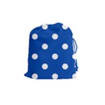 Polka Dots - White on Cobalt Blue Drawstring Pouch (M)