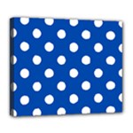 Polka Dots - White on Cobalt Blue Deluxe Canvas 24  x 20  (Stretched)