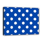 Polka Dots - White on Cobalt Blue Canvas 16  x 12  (Stretched)