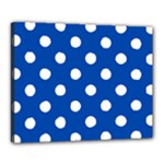 Polka Dots - White on Cobalt Blue Canvas 20  x 16  (Stretched)
