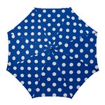 Polka Dots - White on Cobalt Blue Golf Umbrella