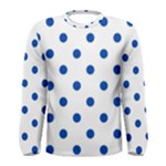 Polka Dots - Cobalt Blue on White Men s Long Sleeve T-shirt