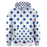Polka Dots - Cobalt Blue on White Men s Zipper Hoodie