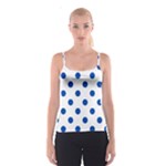 Polka Dots - Cobalt Blue on White Spaghetti Strap Top