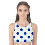 Polka Dots - Cobalt Blue on White Tank Bikini Top