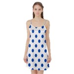 Polka Dots - Cobalt Blue on White Satin Night Slip