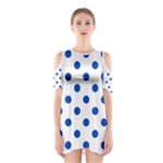 Polka Dots - Cobalt Blue on White Women s Cutout Shoulder Dress