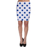 Polka Dots - Cobalt Blue on White Bodycon Skirt