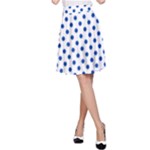 Polka Dots - Cobalt Blue on White A-Line Skirt