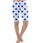 Polka Dots - Cobalt Blue on White Cropped Leggings