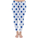Polka Dots - Cobalt Blue on White Winter Leggings