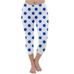 Polka Dots - Cobalt Blue on White Capri Winter Leggings