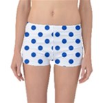 Polka Dots - Cobalt Blue on White Boyleg Bikini Bottoms
