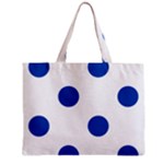 Polka Dots - Cobalt Blue on White Zipper Mini Tote Bag