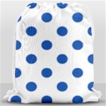 Polka Dots - Cobalt Blue on White Drawstring Bag (Large)
