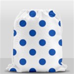 Polka Dots - Cobalt Blue on White Drawstring Bag (Small)