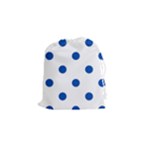 Polka Dots - Cobalt Blue on White Drawstring Pouch (S)