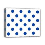 Polka Dots - Cobalt Blue on White Deluxe Canvas 14  x 11  (Stretched)