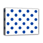 Polka Dots - Cobalt Blue on White Deluxe Canvas 16  x 12  (Stretched)
