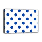 Polka Dots - Cobalt Blue on White Deluxe Canvas 18  x 12  (Stretched)