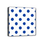 Polka Dots - Cobalt Blue on White Mini Canvas 4  x 4  (Stretched)
